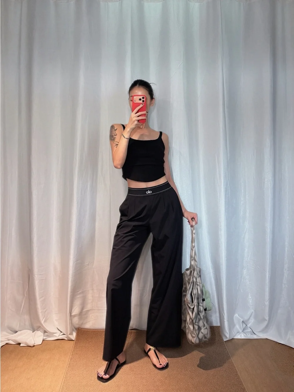 ALO Yoga Black Wide-Leg High-Waist Pants